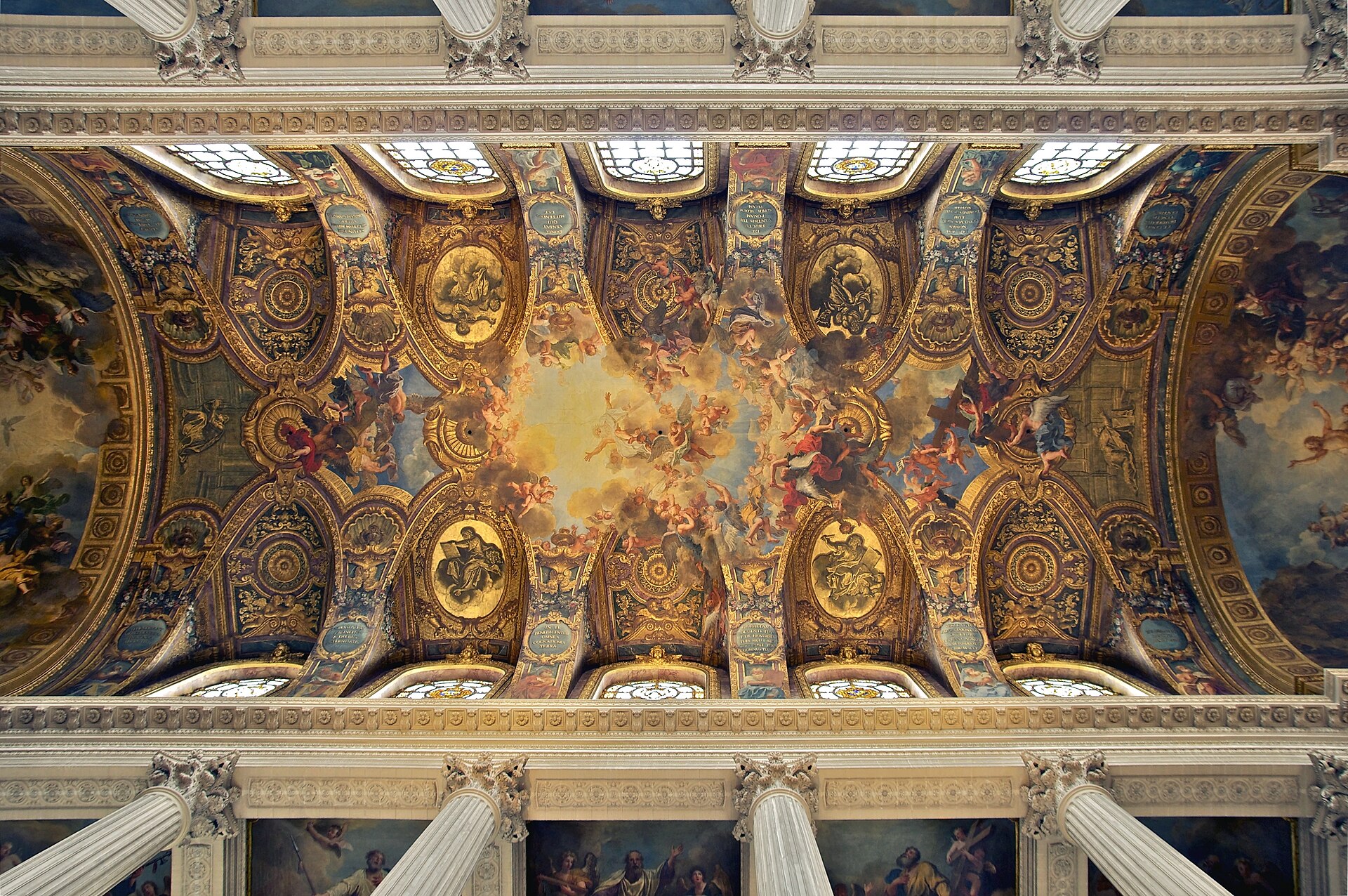 Painted and gilded royal chapel ceiling